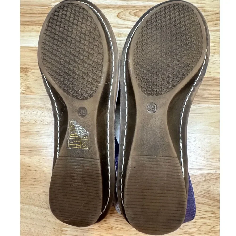 Anuschka Hand-painted Leather Adjustable Slingback Flats Women's EU Sz 39 US 8.5